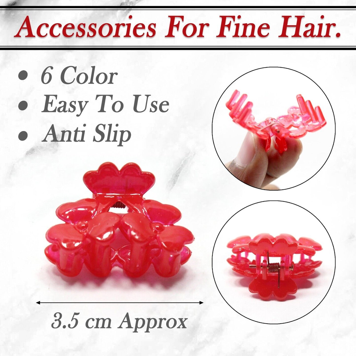 6x Flower Hair Claw Tiny Clips Non-Slip Barrettes Small Butterfly Clutches New