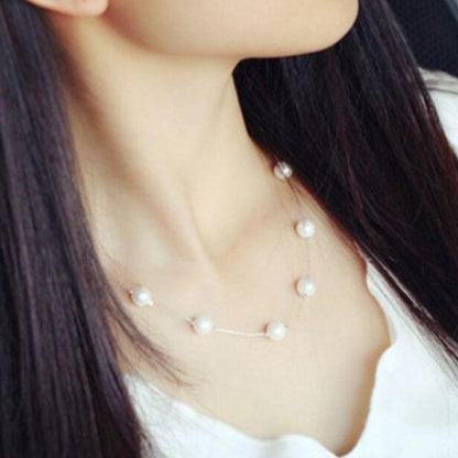 Pearl Necklace Golden Chain Choker Vintage Wedding Bridal Jewelry Gift For Her