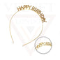 Happy Birthday Headband Golden Hair Hoop Hairband Rhinestone Princess Crown