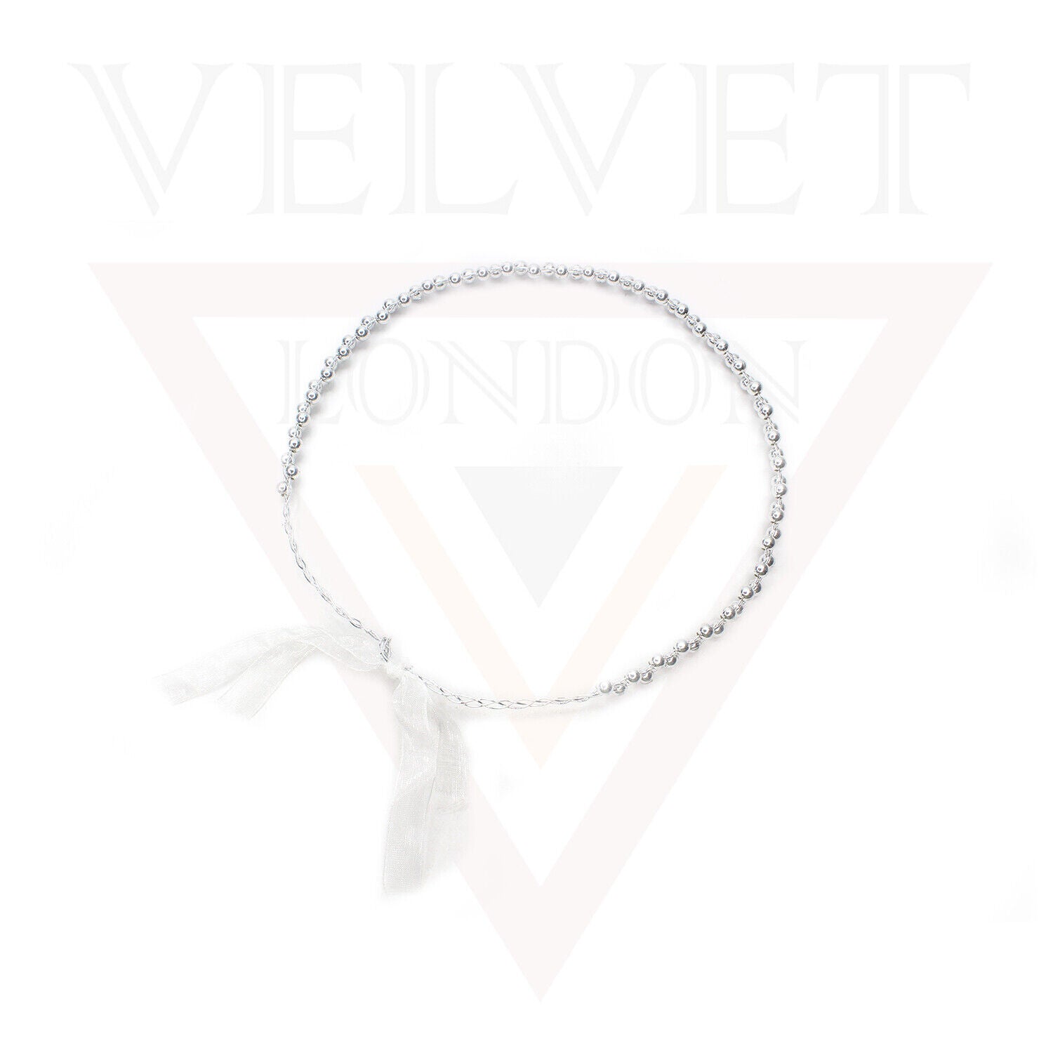 Tiara Crown Headbands Twin Small Pearl With Wire Hair Band Ribbon Party Wedding