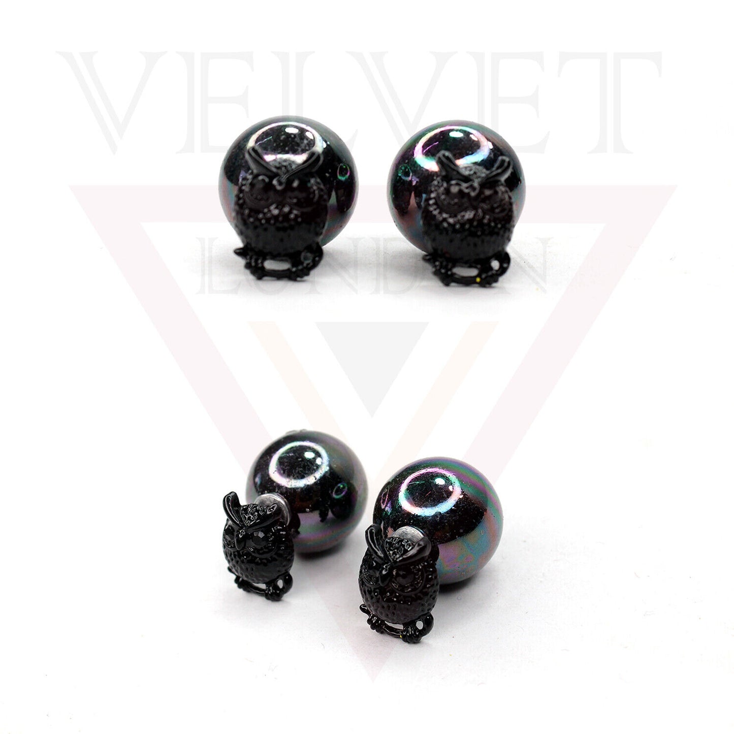 Owl Stud Earrings Pearl Double Sided Ear Studs Light Weight Cute Partywear