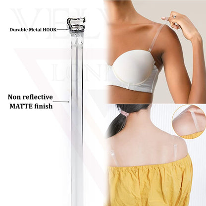 Transparent Bra Strap Invisible Thick Elastic Clear Adjustable Metal Hook New UK