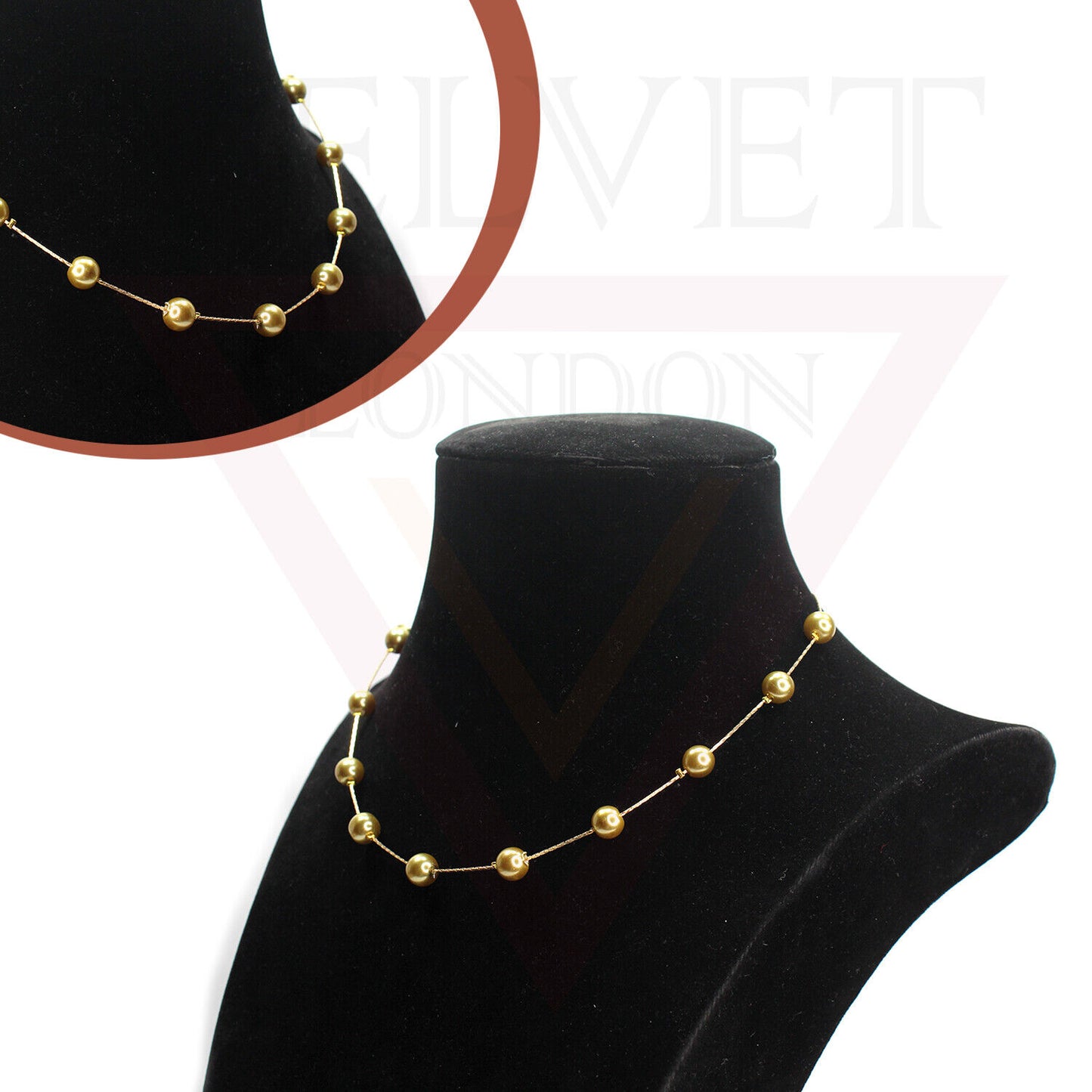 Pearl Necklace Golden Chain Choker Vintage Wedding Bridal Jewelry Gift For Her