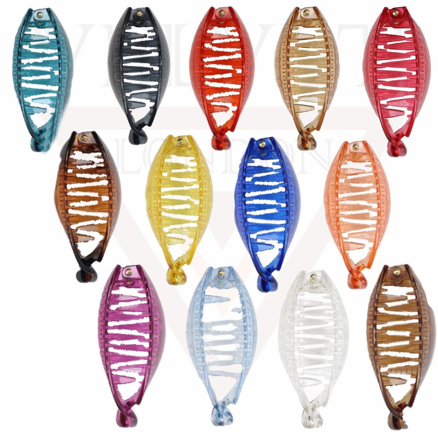 Banana Clip Transparent Oval Hair Clips Comb Ponytail Holder Non-Silp Grip Clamp