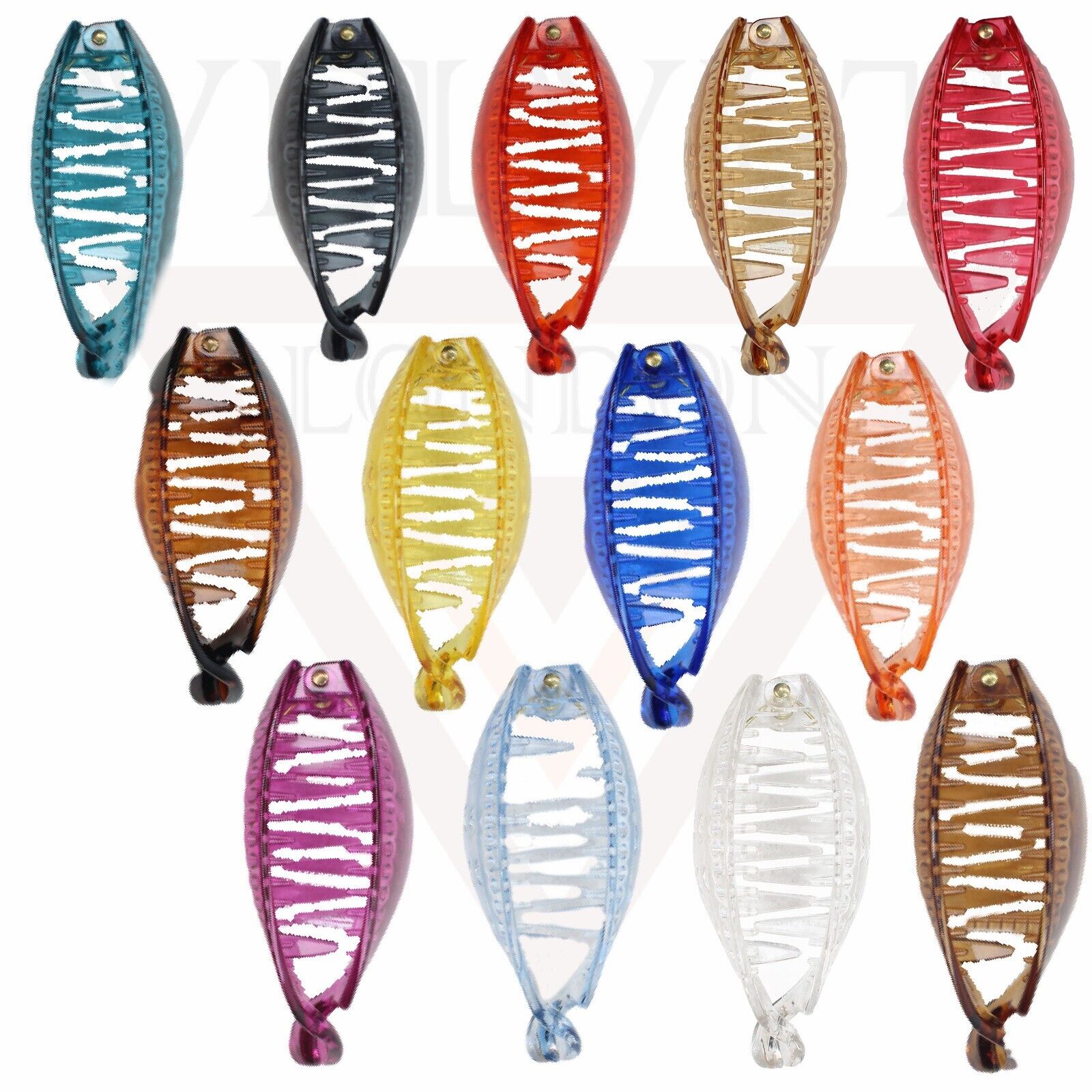 Banana Clip Transparent Oval Hair Clips Comb Ponytail Holder Non-Silp Grip Clamp