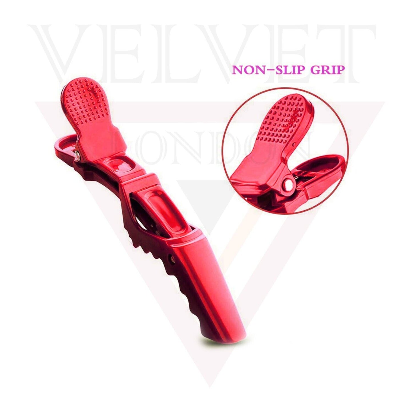 6x Crocodile Clips Salon Sectioning Clamps Red Professional Hair Dressing Clip