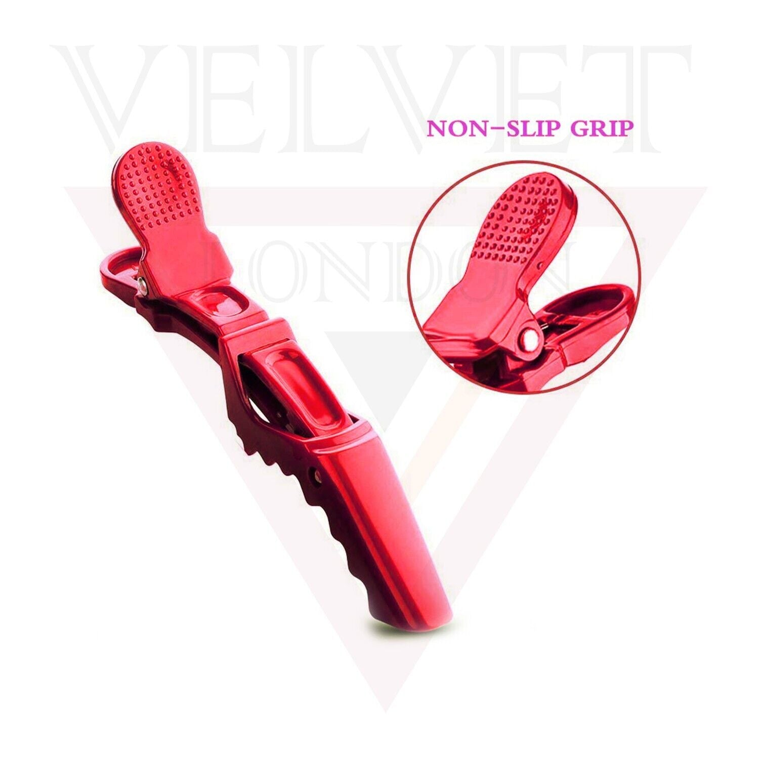 6x Crocodile Clips Salon Sectioning Clamps Red Professional Hair Dressing Clip