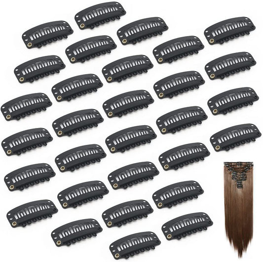 10x Hair Extensions Clips 6 Teeth Clips Black Snap Clips Wigs Pins Accessories