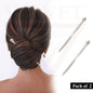 2x Chopstick Bun Sticks Chinese Hair Styling Bun Holder Metal Silver Hair Sticks