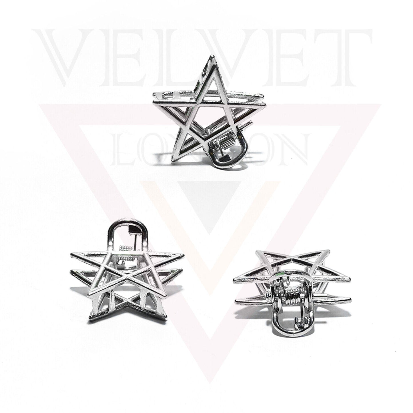 2x Metal Hair Claw Silver Star Clips Non-Slip Tiny Hair Jaw Clamp Accessories