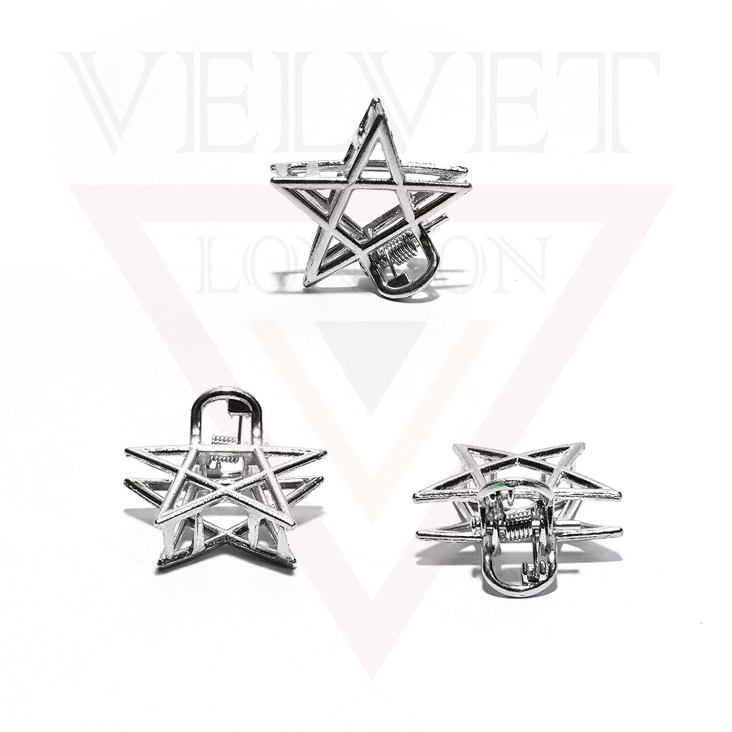 2x Metal Hair Claw Silver Star Clips Non-Slip Tiny Hair Jaw Clamp Accessories
