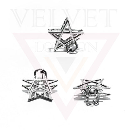 2x Metal Hair Claw Silver Star Clips Non-Slip Tiny Hair Jaw Clamp Accessories