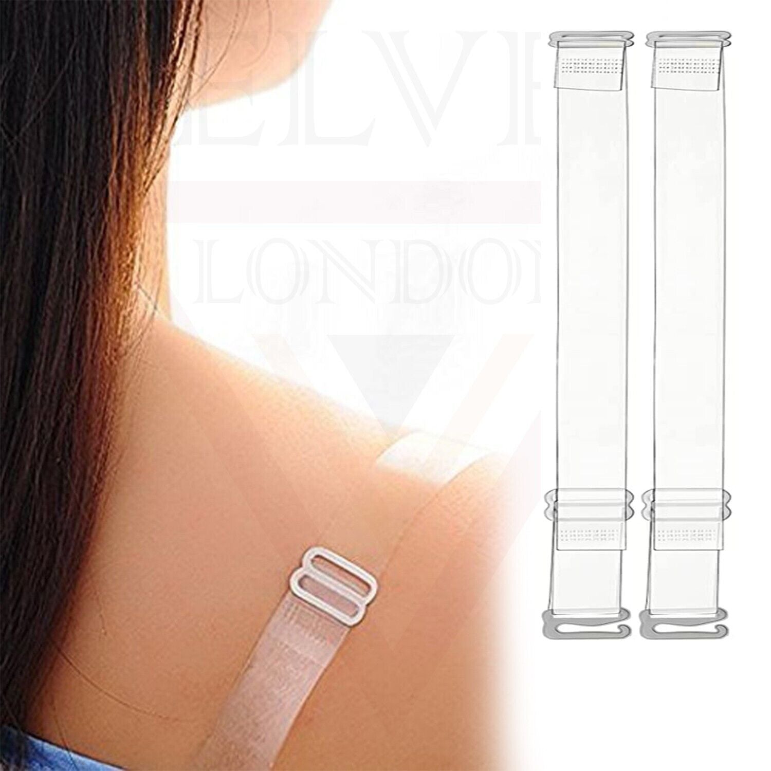 Invisible Detachable Thick Long Clear Elastic Bra Straps Transparent Adjustable
