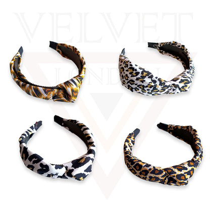 Girls Leopard Print Chiffon Wide Kids Hair Bands Knotted Headband Lady Hair Hoop