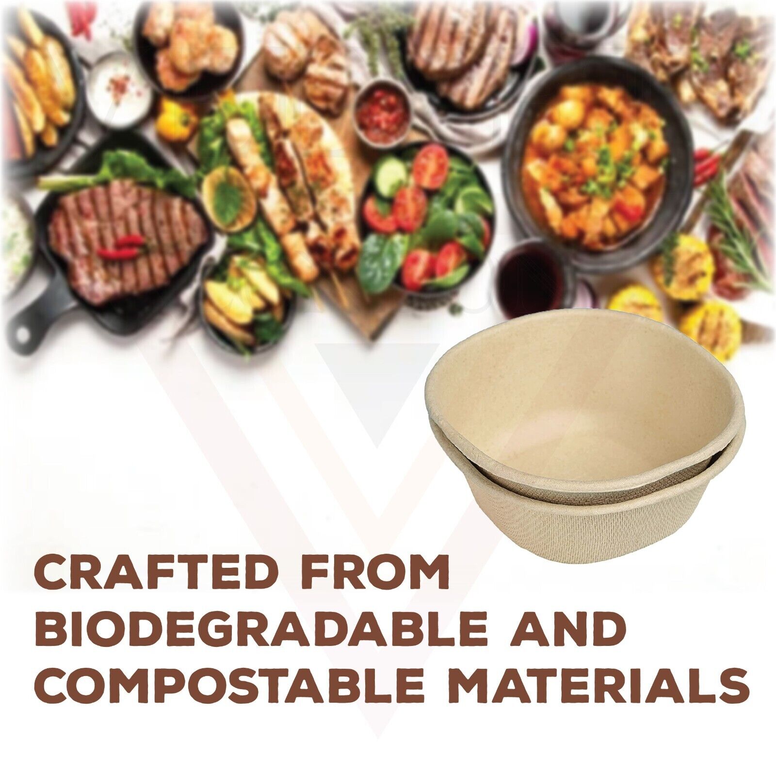 Paper Bowls Biodegradable Sugarcane Bagasse Party Bowls for Salad, Soup, Snacks