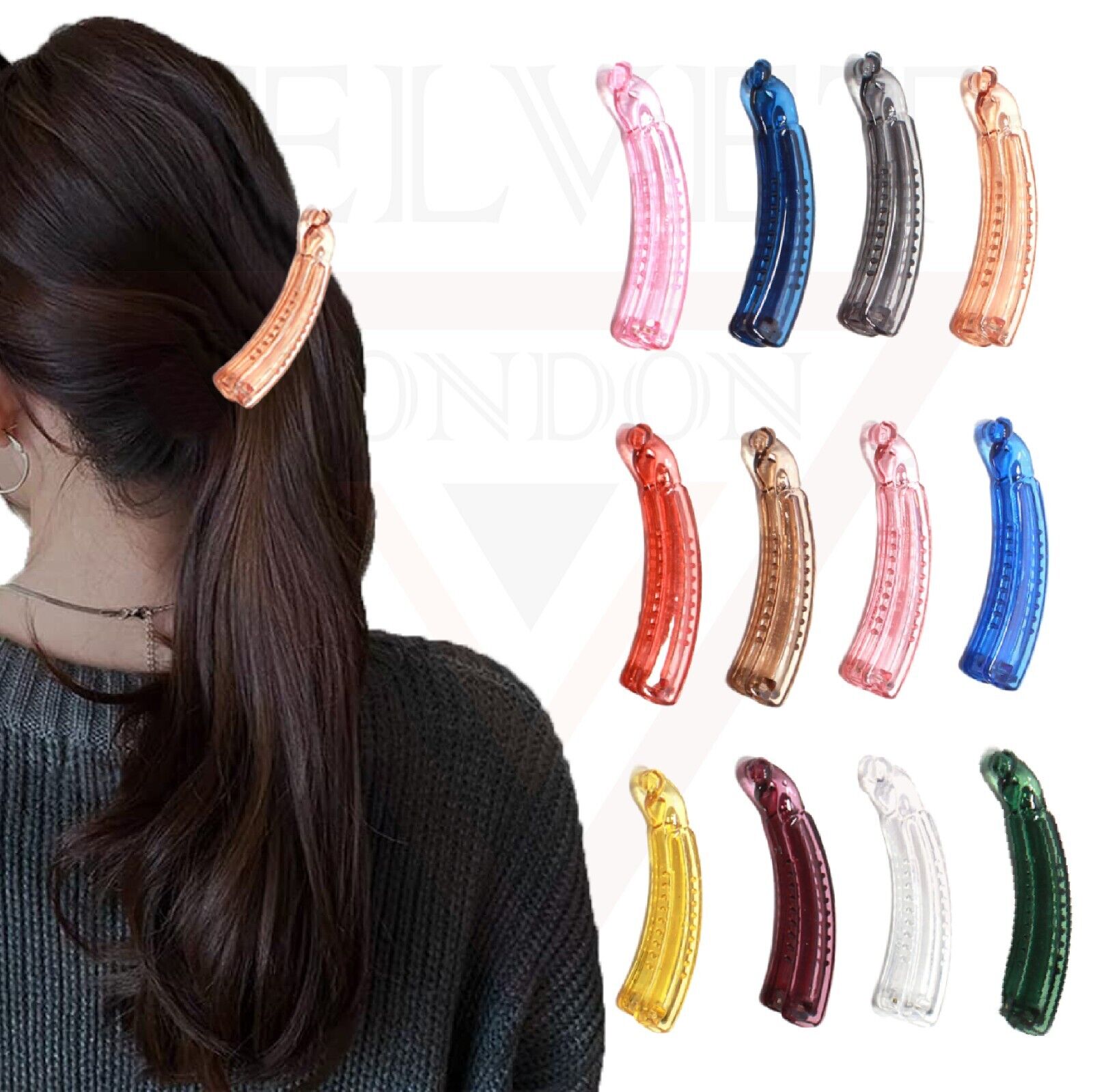 Women Long Hair Banana Hair Clip Tort Twisted Long Fish Clip Comb Grip