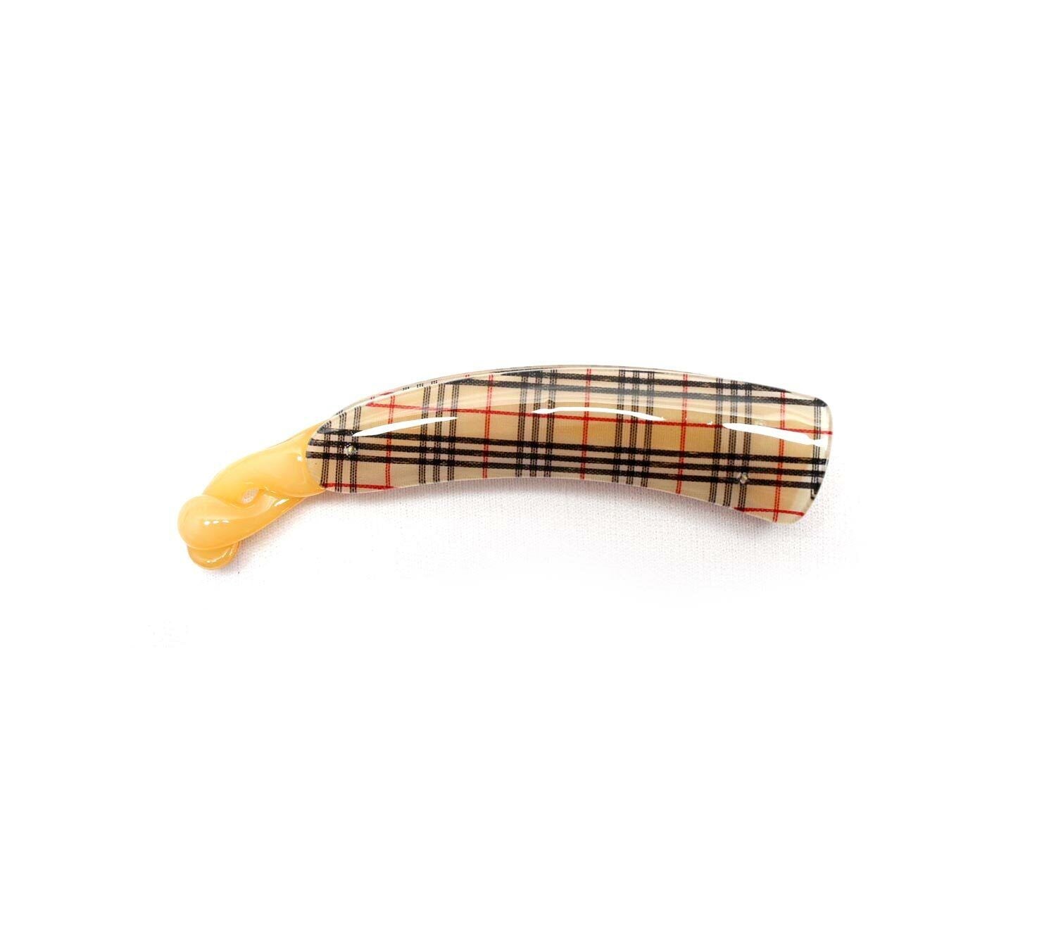 Chex Print Tort Twist Banana Clip Fish Clip Non-slip Fishtail Ponytail Holder