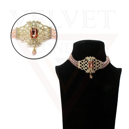 Necklace Earrings Set Crystal Pearl Choker Traditional Beads Girls Jewellery Set