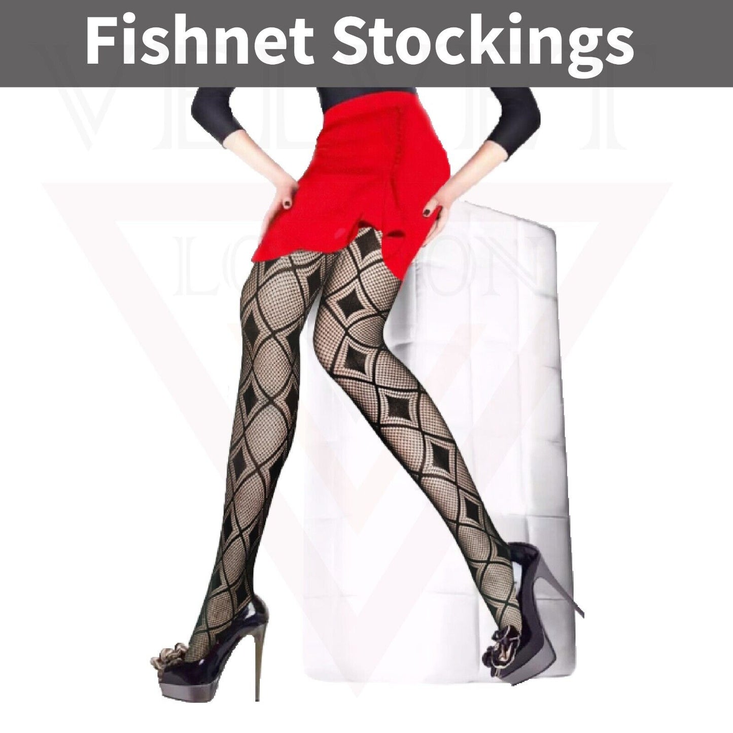 Sexy  Sheer Fishnet Tights High Waist Mesh Pantyhose Patterned Stocking Black