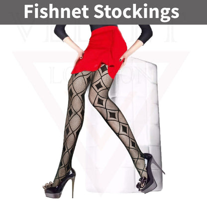Sexy  Sheer Fishnet Tights High Waist Mesh Pantyhose Patterned Stocking Black
