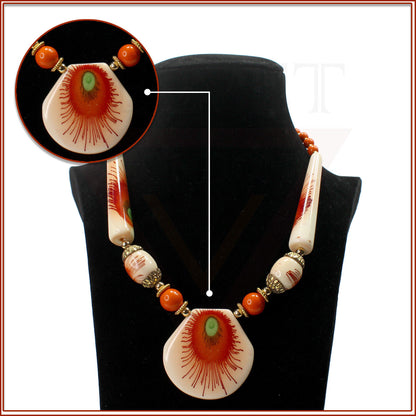 Tribal Colourful Beaded Traditional Necklace Pendant With Earrings Boho Ethnic