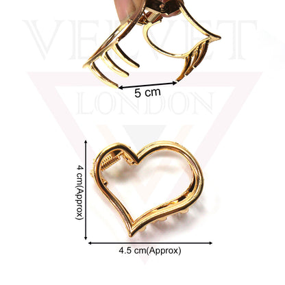 Heart Shape Hair Claws Metal Hair Jaw Clips Non-Slip Big Clutcher Barrattes Claw