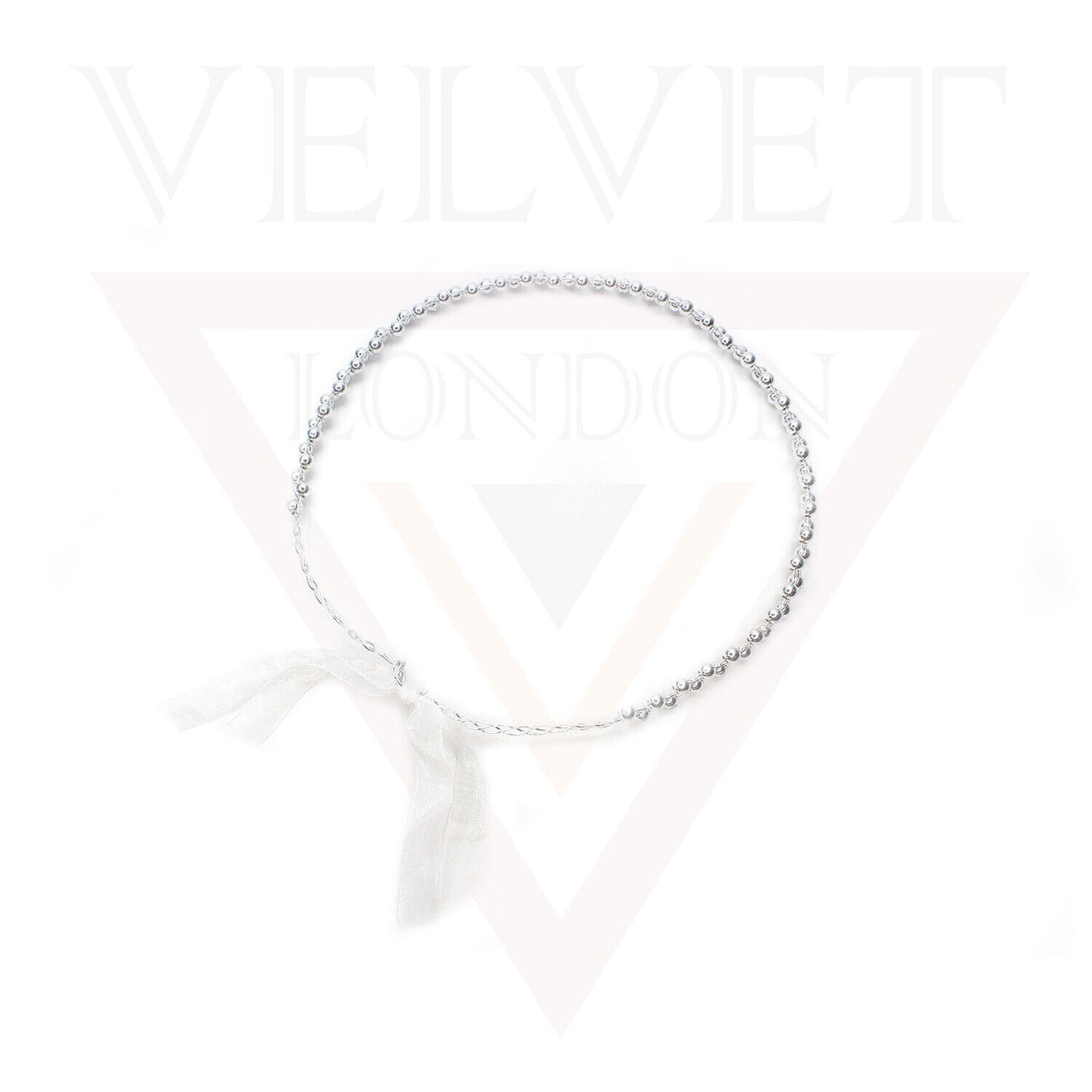 Tiara Crown Headbands Twin Small Pearl With Wire Hair Band Ribbon Party Wedding