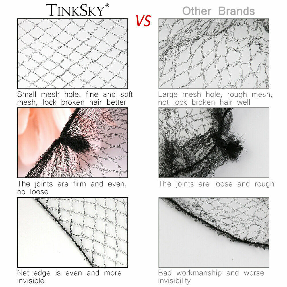 Black Invisible Hair Nets Elastic Edge hair nets for buns Hair Styling Bun Net