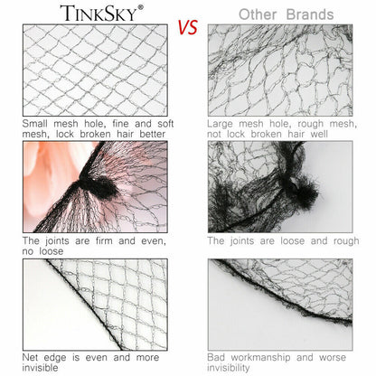 Black Invisible Hair Nets Elastic Edge hair nets for buns Hair Styling Bun Net