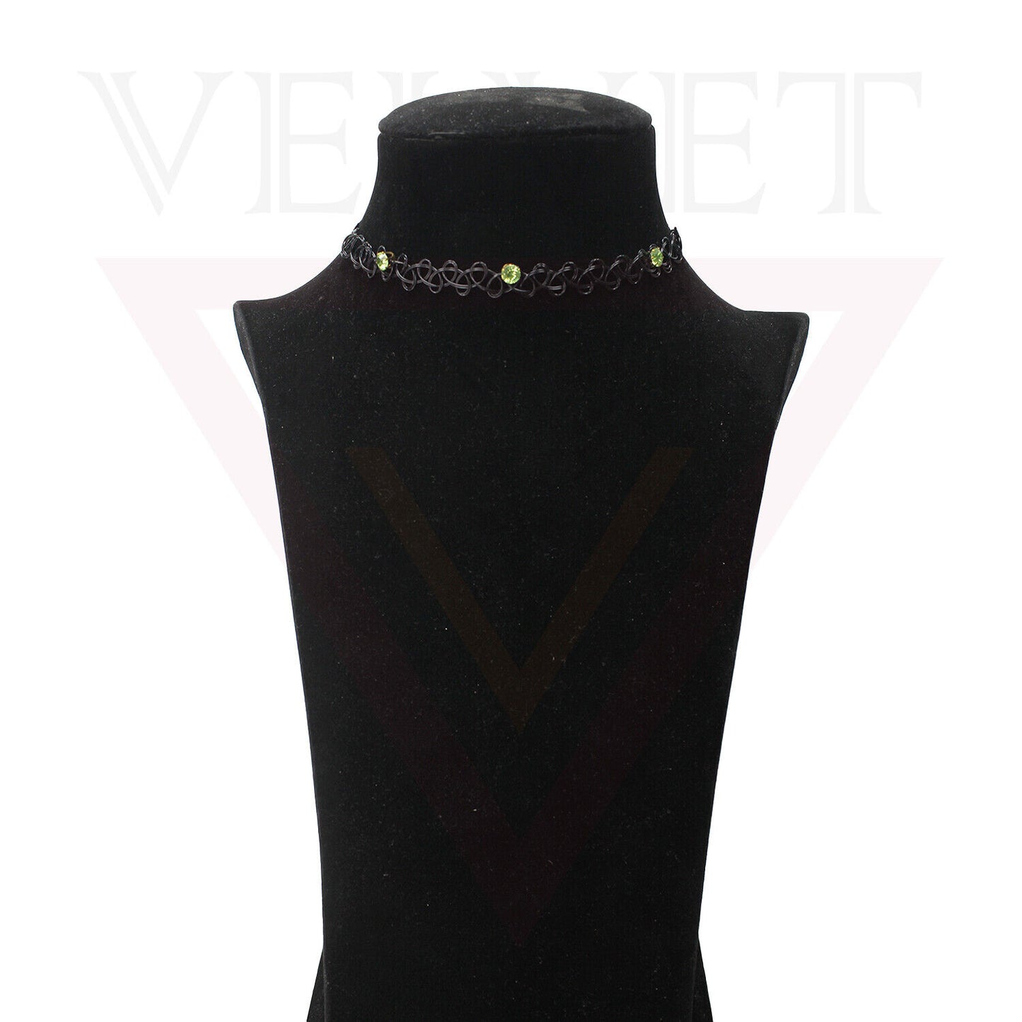 Retro Style Tattoo Necklace Diamond Black Stretch Elastic Choker Classic Stretch