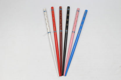 6x Assorted Wooden Colourful Long Hair Sticks Chopsticks Wooden Bun Holder Wood Stick UK