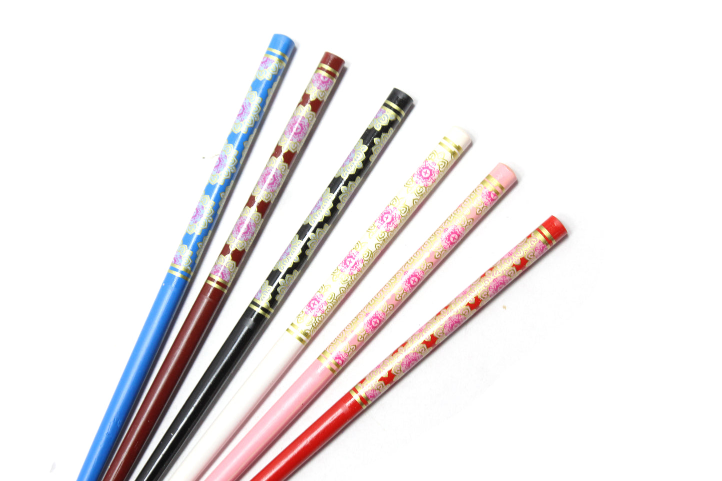 6x Assorted Wooden Colourful Long Hair Sticks Chopsticks Wooden Bun Holder Wood Stick UK