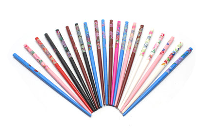 12x Assorted Wooden Colourful Long Hair Sticks Chopsticks Wooden Bun Holder Wood Stick Hair Accessories UK
