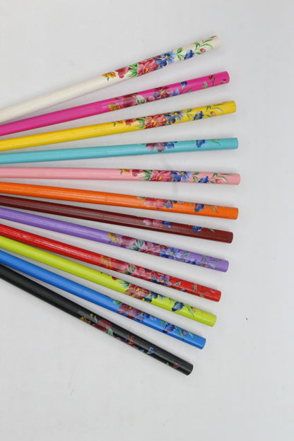 12x Assorted Wooden Colourful Long Hair Sticks Chopsticks Wooden Bun Holder Wood Stick Hair Accessories UK