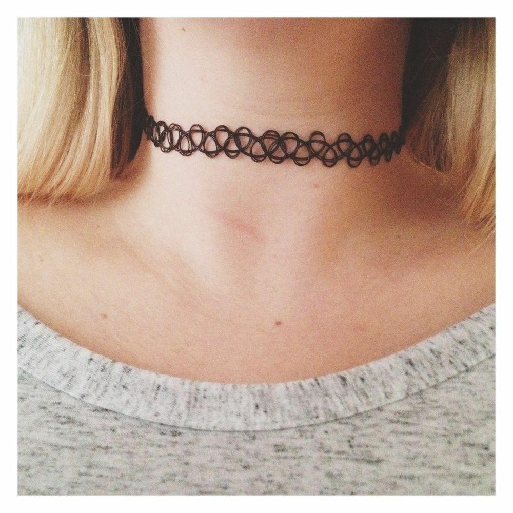 Retro Style Tattoo Necklace Stretch Elastic Choker Black Classic Stretch Vintage