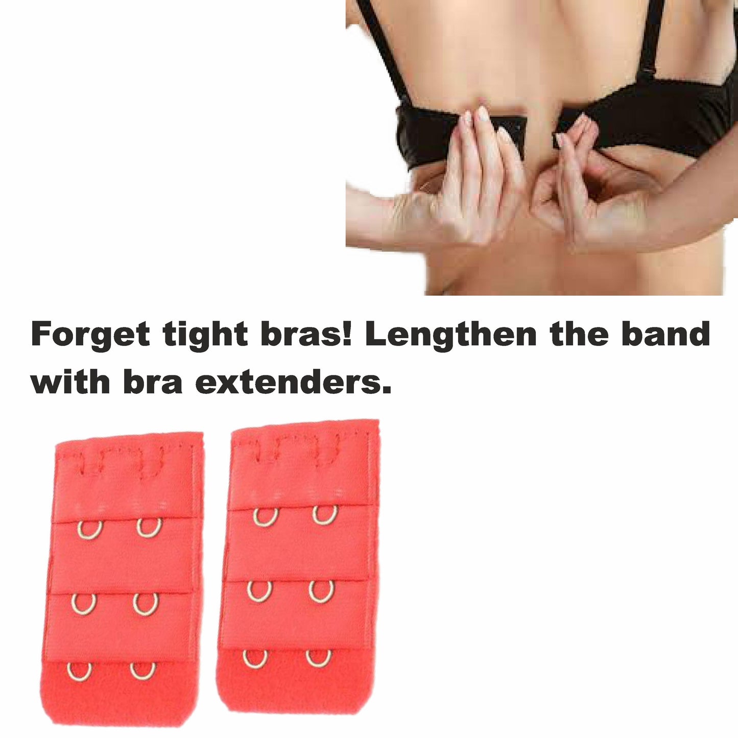 Red Bra Extension 2 Hook Bra Extender Underwear – Velvet London